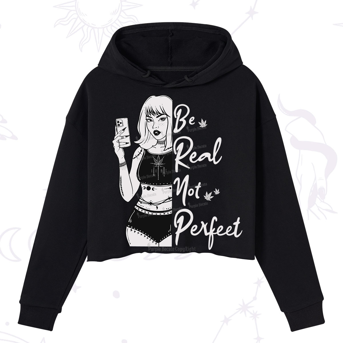 Purplehecate Be Real Not Ferfect Crop Hoodie