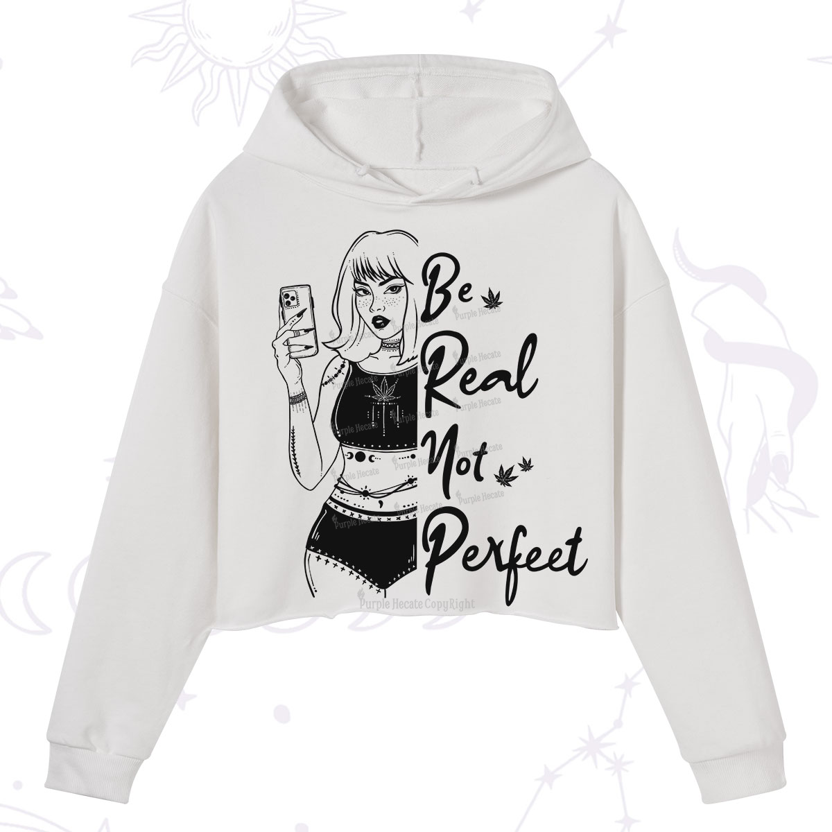Purplehecate Be Real Not Ferfect Crop Hoodie