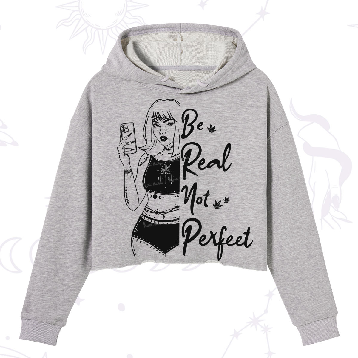 Purplehecate Be Real Not Ferfect Crop Hoodie