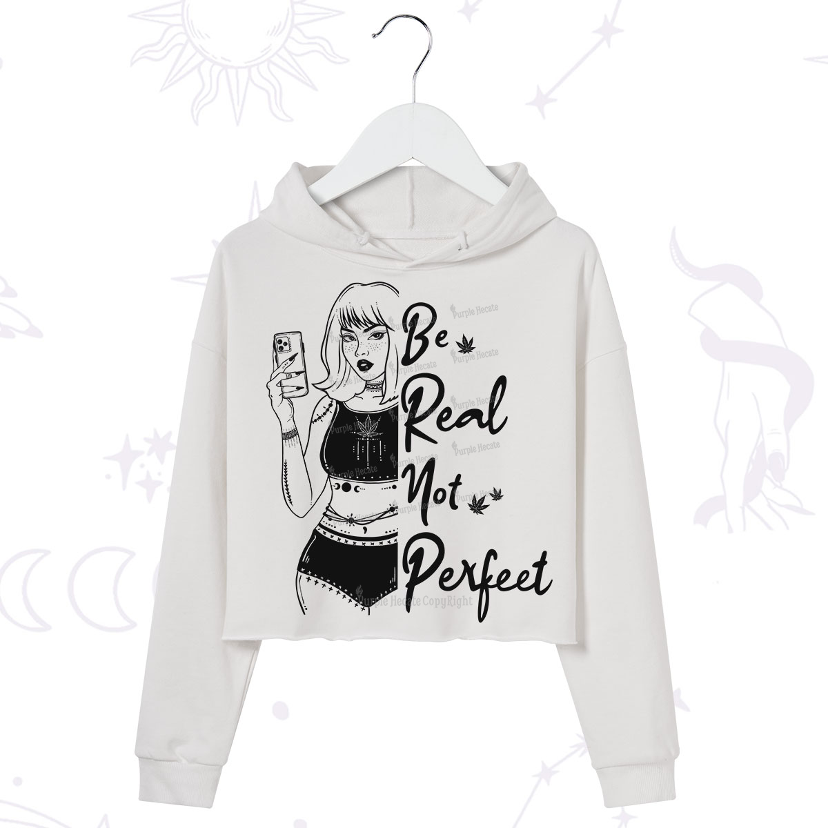 Purplehecate Be Real Not Ferfect Crop Hoodie