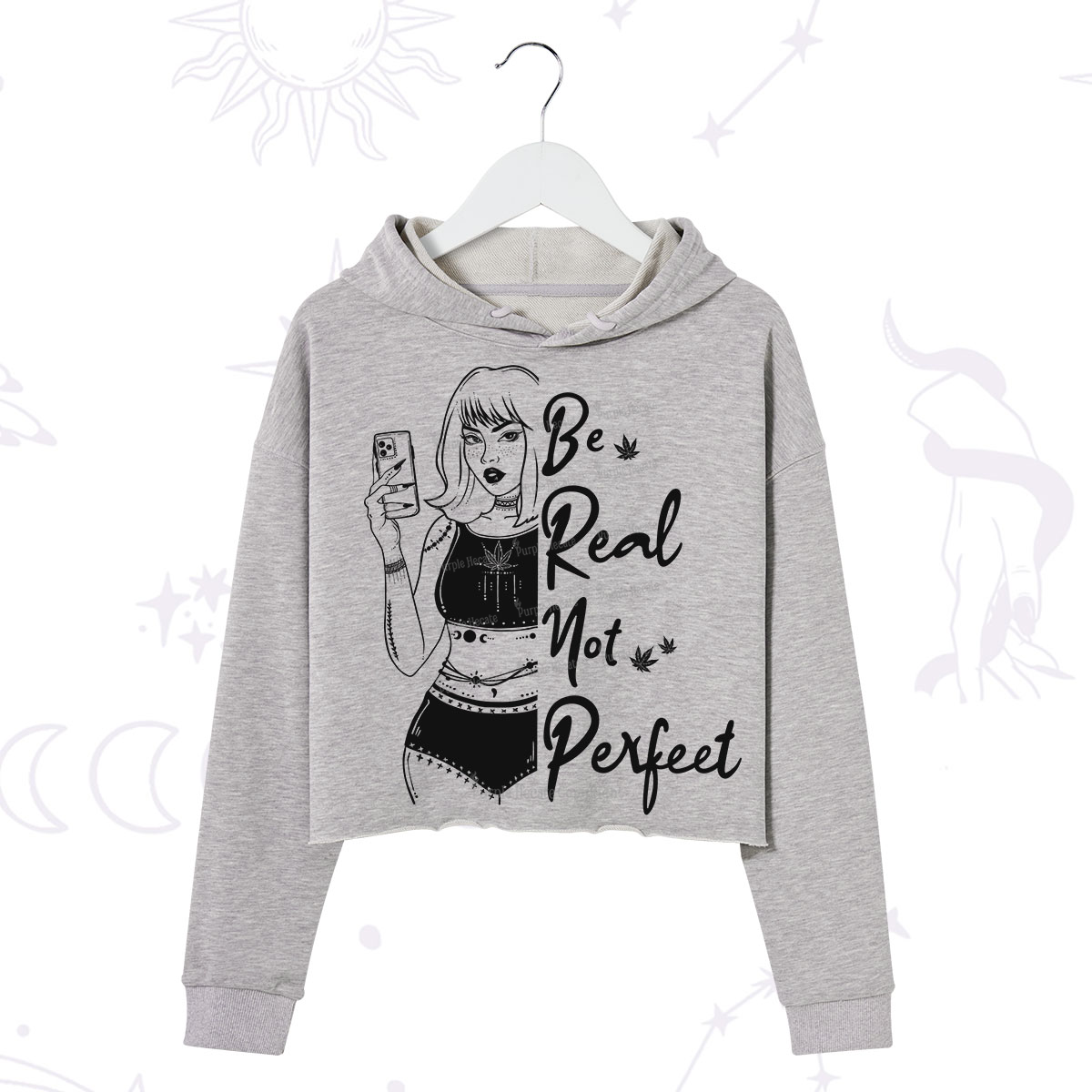 Purplehecate Be Real Not Ferfect Crop Hoodie