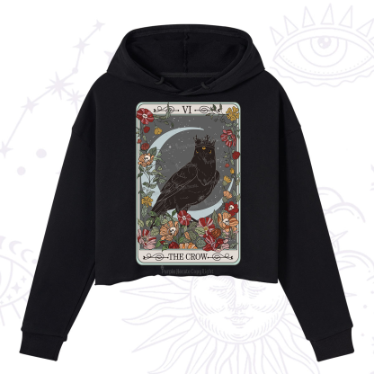 Purplehecate The Crow Tarot Card Crop Hoodie