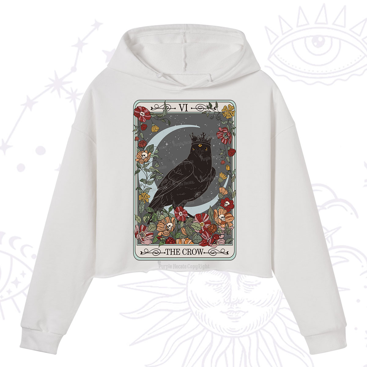 Purplehecate The Crow Tarot Card Crop Hoodie
