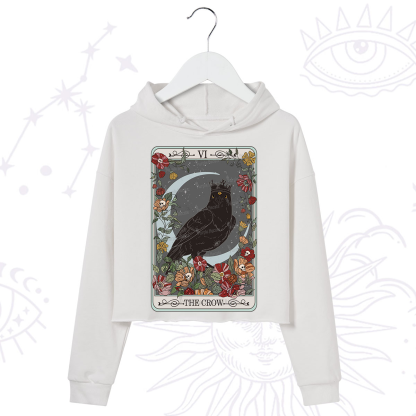Purplehecate The Crow Tarot Card Crop Hoodie