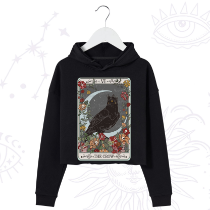 Purplehecate The Crow Tarot Card Crop Hoodie