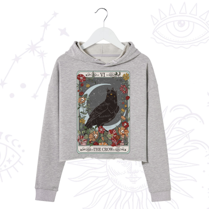 Purplehecate The Crow Tarot Card Crop Hoodie