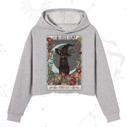Purplehecate The Cat Tarot Card Crop Hoodie