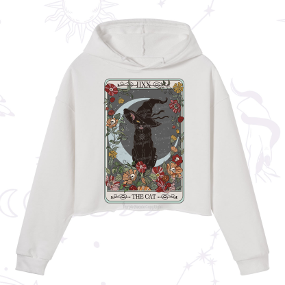 Purplehecate The Cat Tarot Card Crop Hoodie