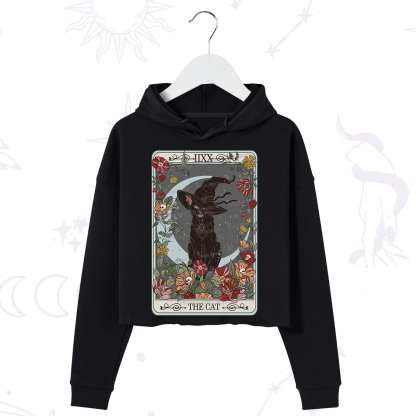 Purplehecate The Cat Tarot Card Crop Hoodie