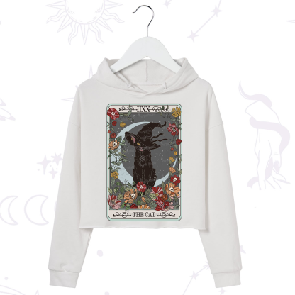 Purplehecate The Cat Tarot Card Crop Hoodie