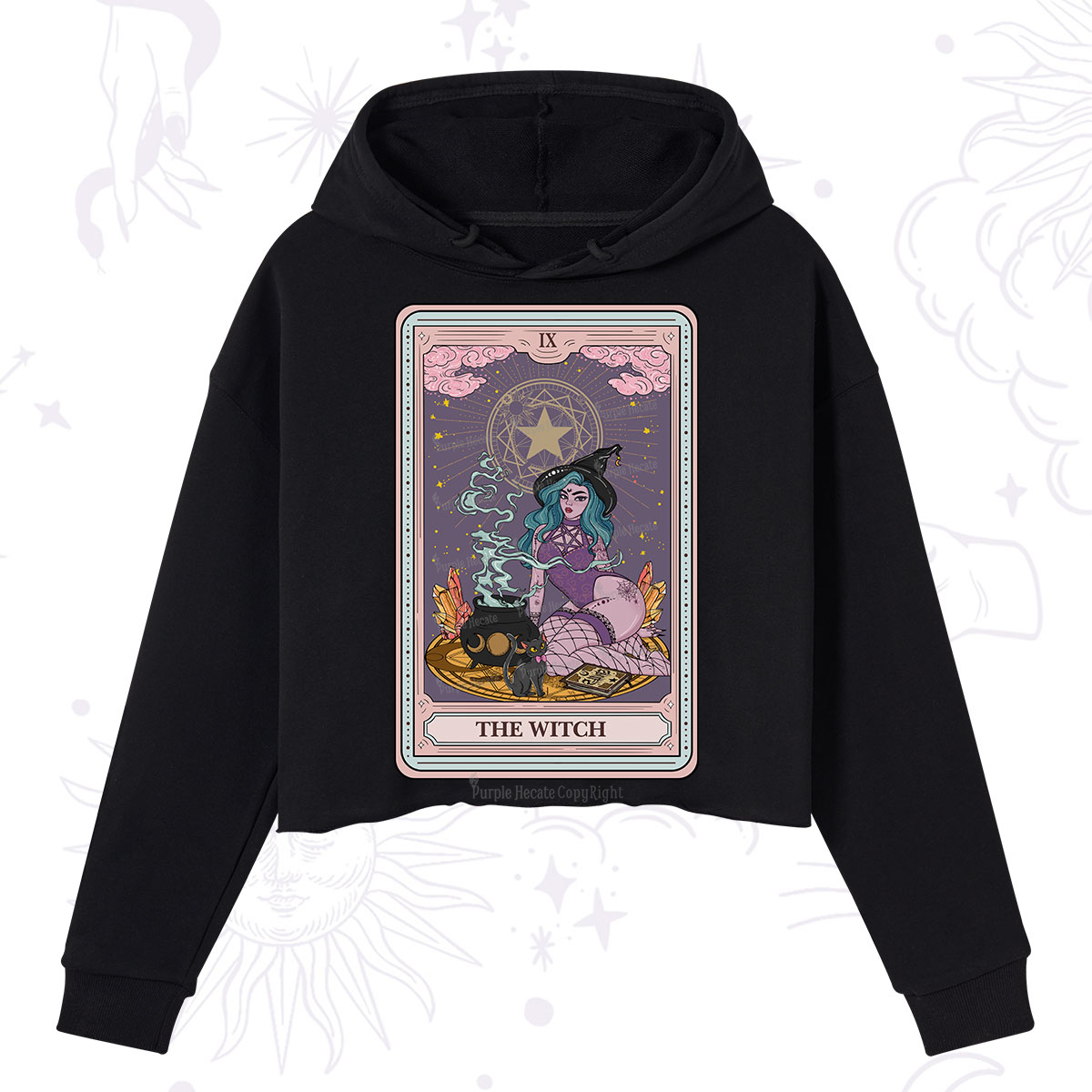 Purplehecate The Alchemy Witch Tarot Card Crop Hoodie