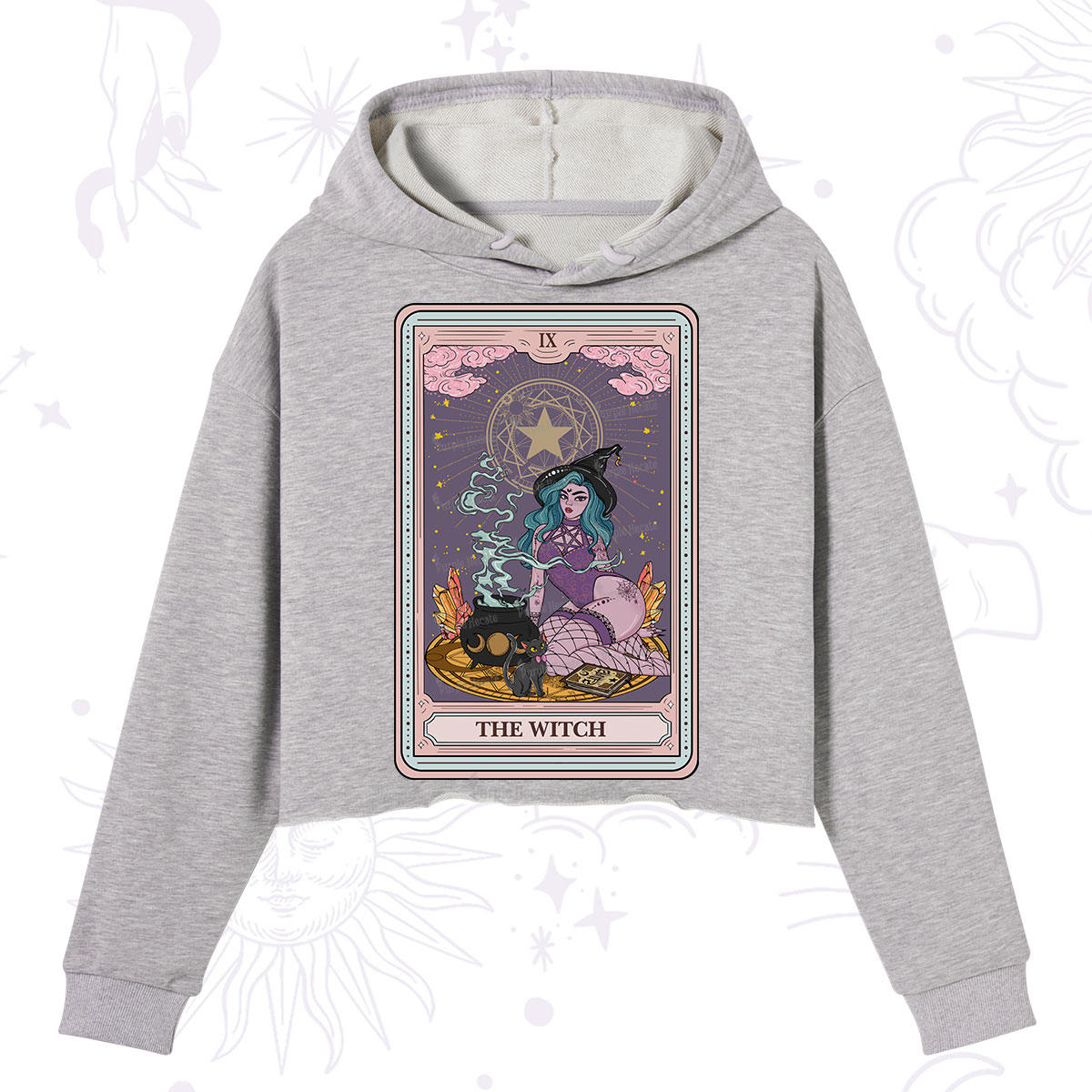 Purplehecate The Alchemy Witch Tarot Card Crop Hoodie