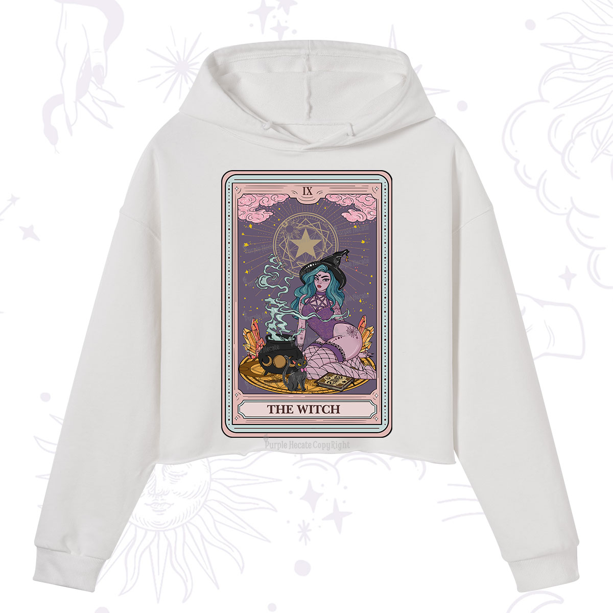 Purplehecate The Alchemy Witch Tarot Card Crop Hoodie