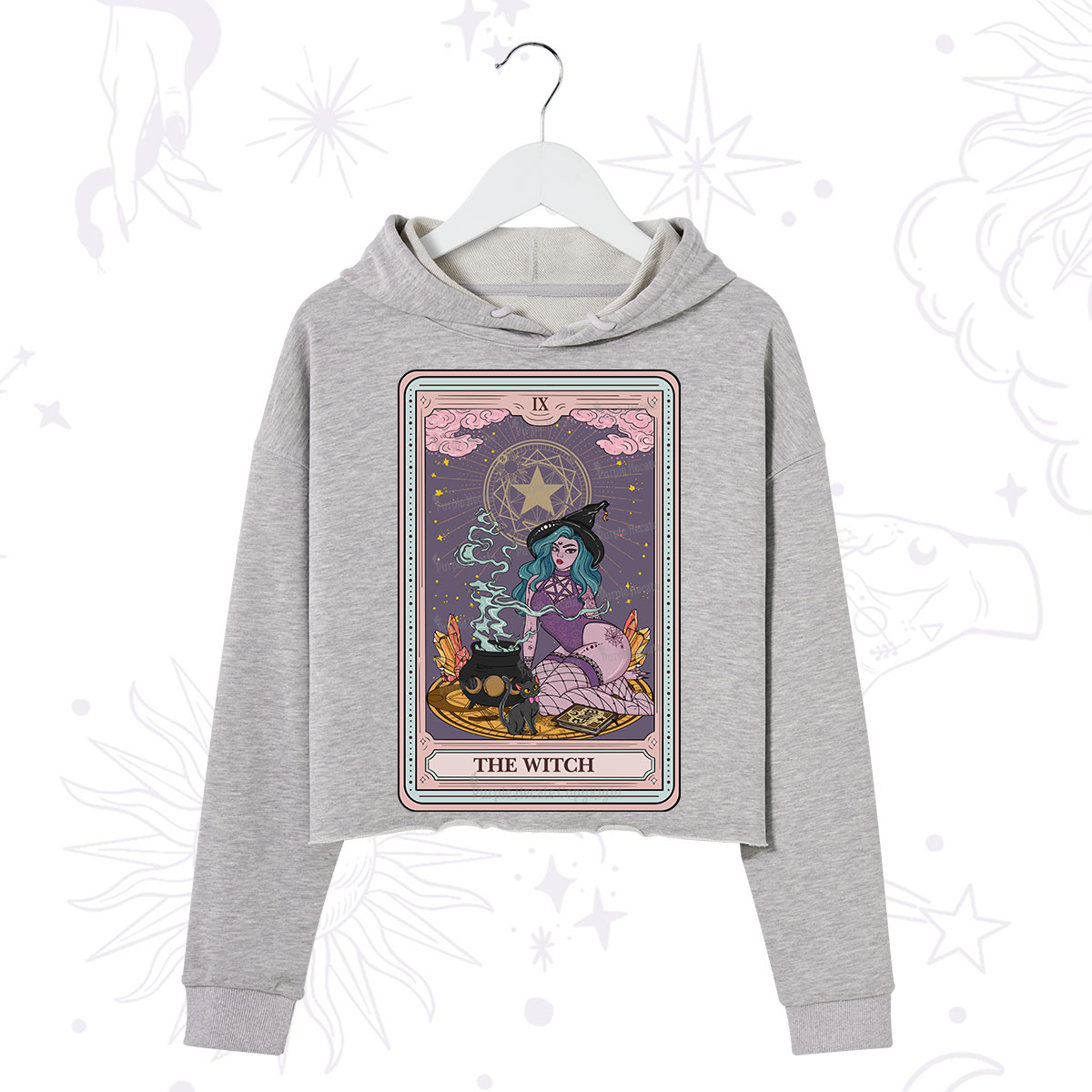 Purplehecate The Alchemy Witch Tarot Card Crop Hoodie