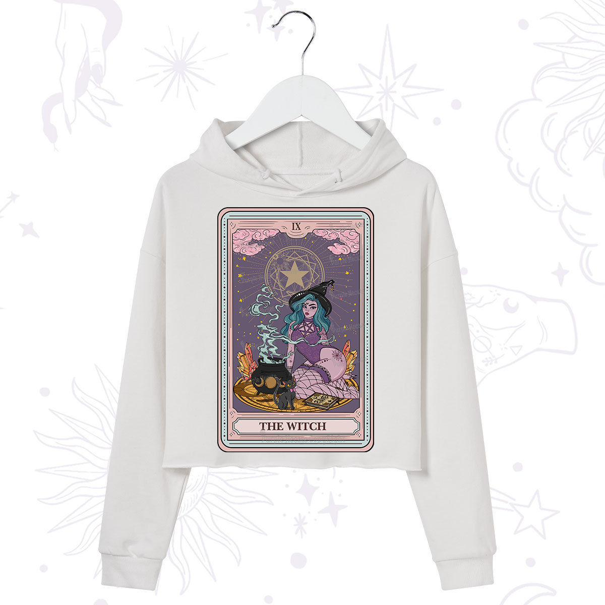 Purplehecate The Alchemy Witch Tarot Card Crop Hoodie