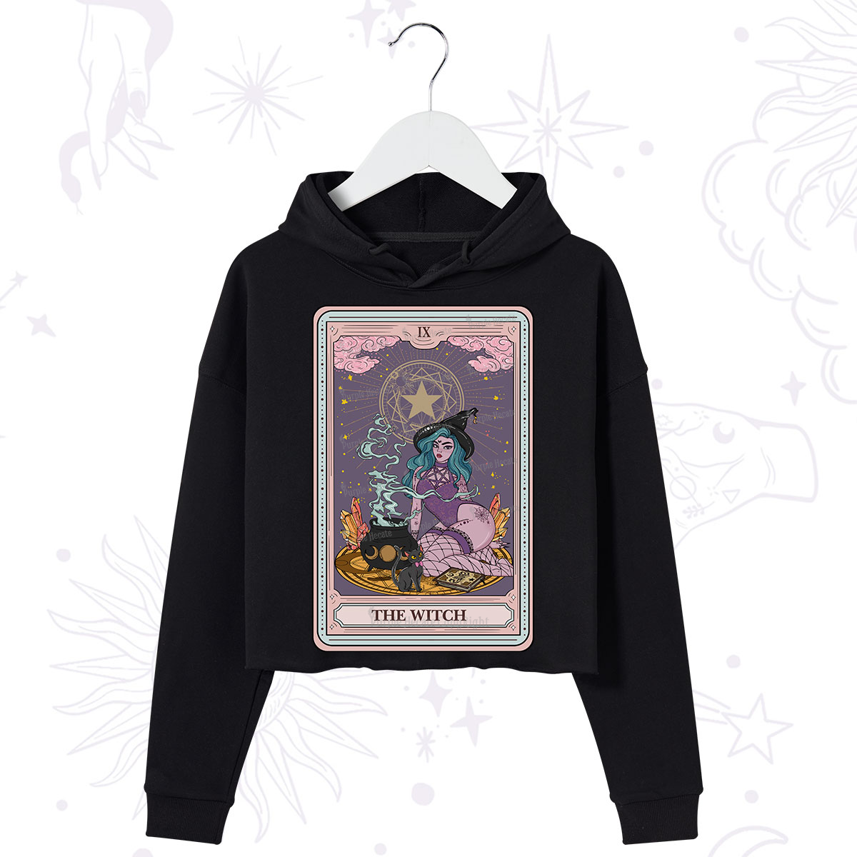 Purplehecate The Alchemy Witch Tarot Card Crop Hoodie