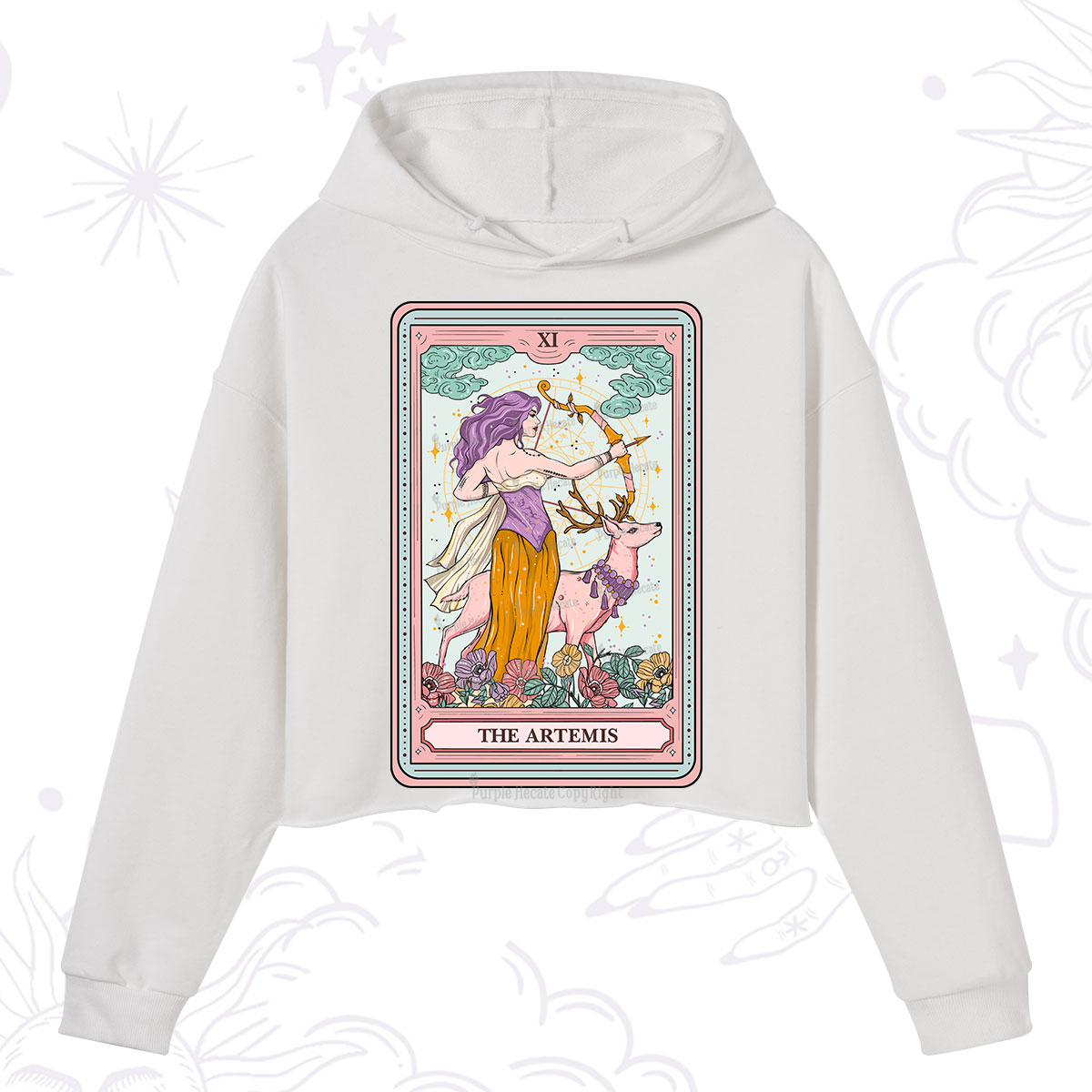 Purplehecate The Artemis Tarot Card Crop Hoodie
