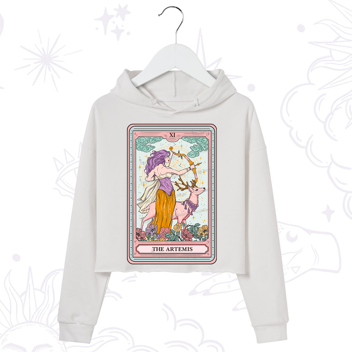 Purplehecate The Artemis Tarot Card Crop Hoodie