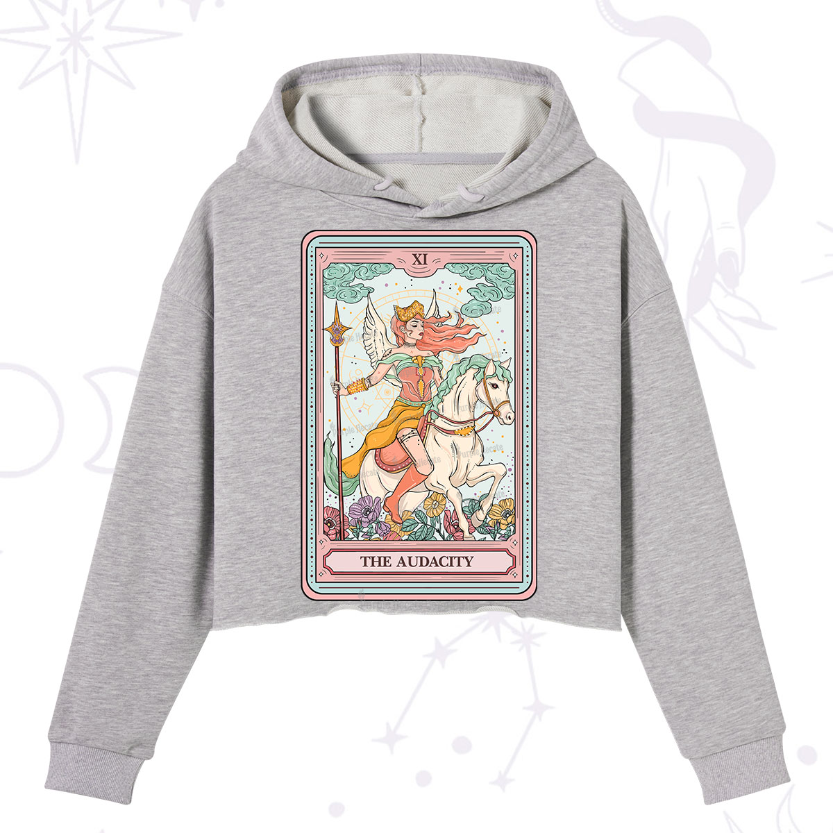 Purplehecate The Audacity Winged Goddess Tarot Card Crop Hoodie