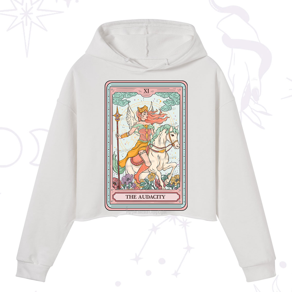 Purplehecate The Audacity Winged Goddess Tarot Card Crop Hoodie