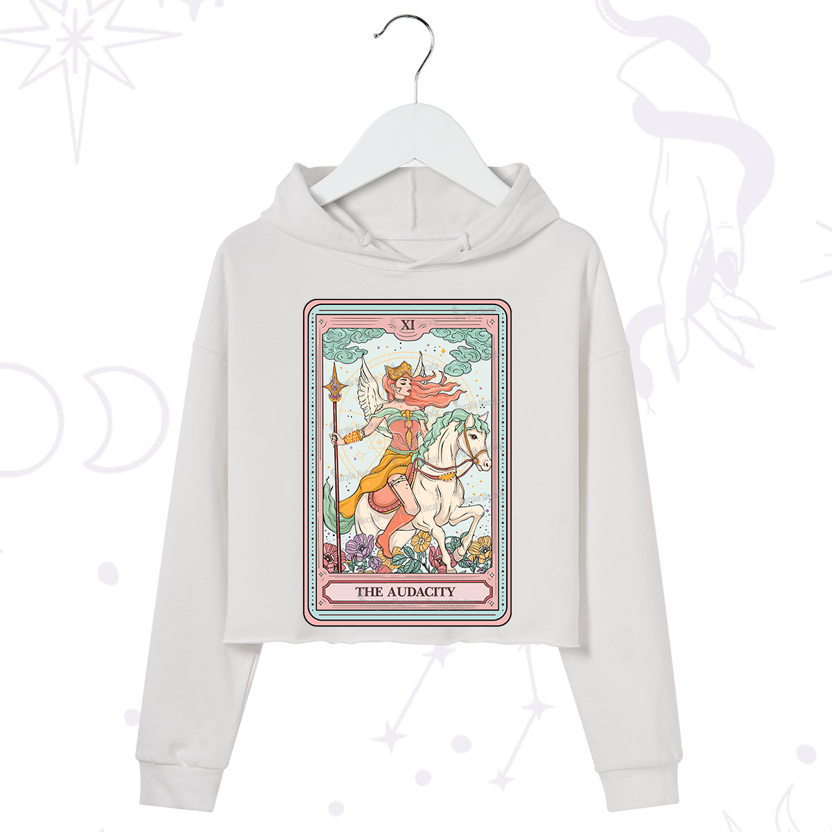 Purplehecate The Audacity Winged Goddess Tarot Card Crop Hoodie