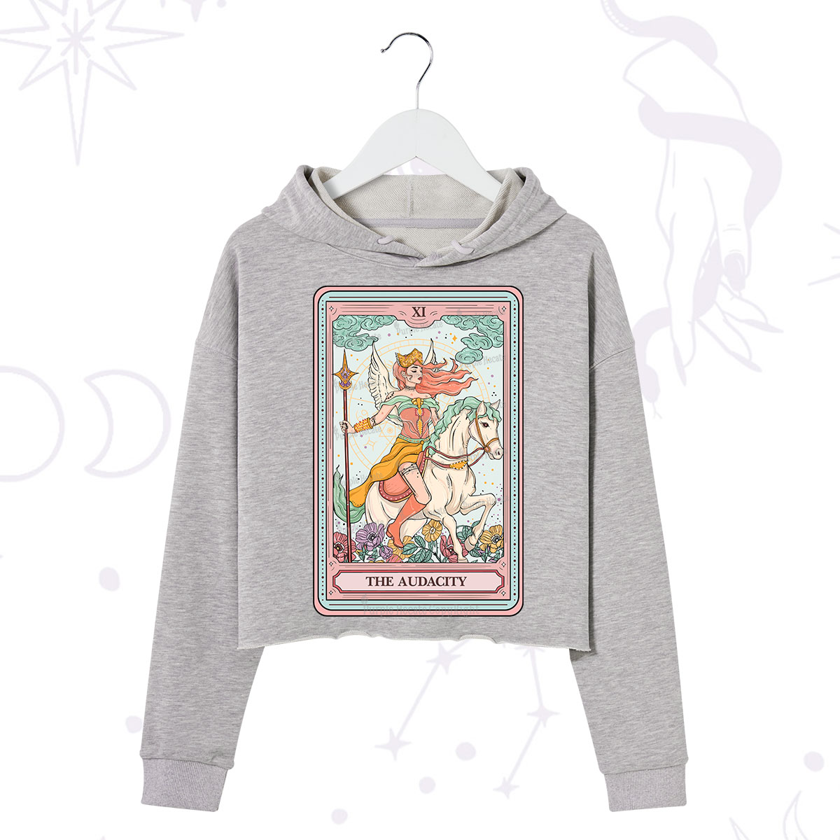 Purplehecate The Audacity Winged Goddess Tarot Card Crop Hoodie
