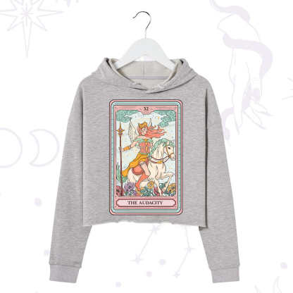 Purplehecate The Audacity Winged Goddess Tarot Card Crop Hoodie