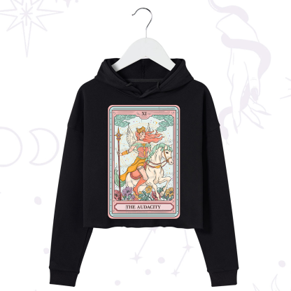 Purplehecate The Audacity Winged Goddess Tarot Card Crop Hoodie