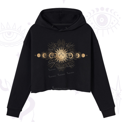 Purplehecate Mystical Moon And Sun Crop Hoodie