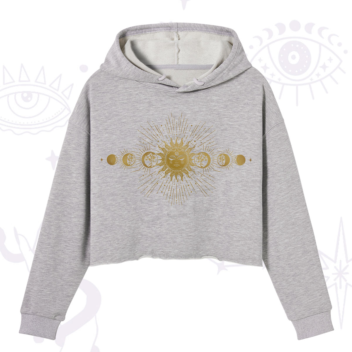 Purplehecate Mystical Moon And Sun Crop Hoodie