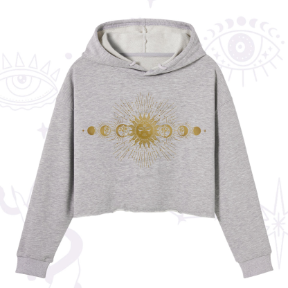 Purplehecate Mystical Moon And Sun Crop Hoodie