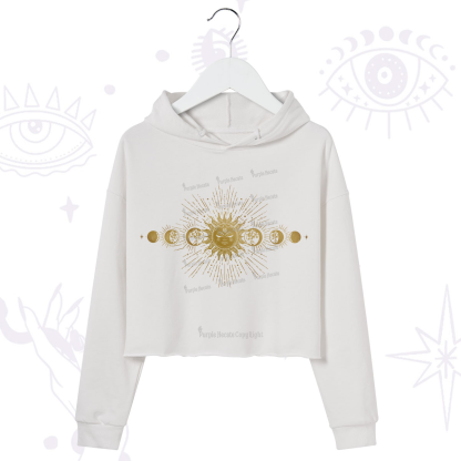 Purplehecate Mystical Moon And Sun Crop Hoodie