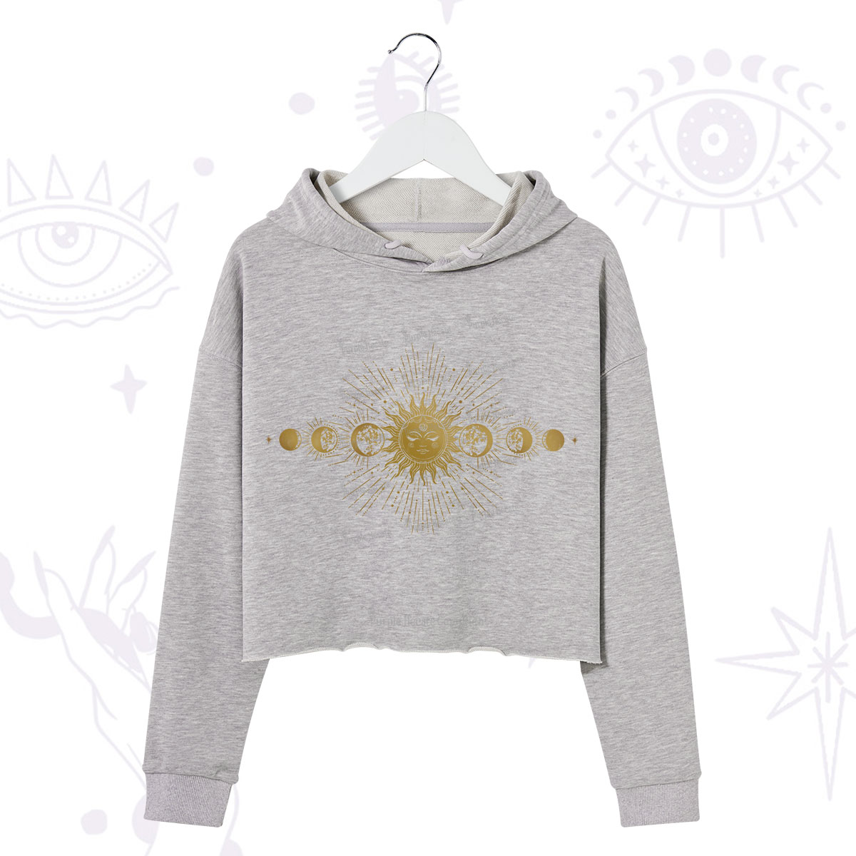 Purplehecate Mystical Moon And Sun Crop Hoodie