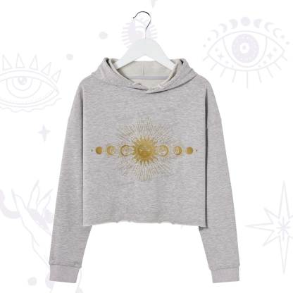 Purplehecate Mystical Moon And Sun Crop Hoodie