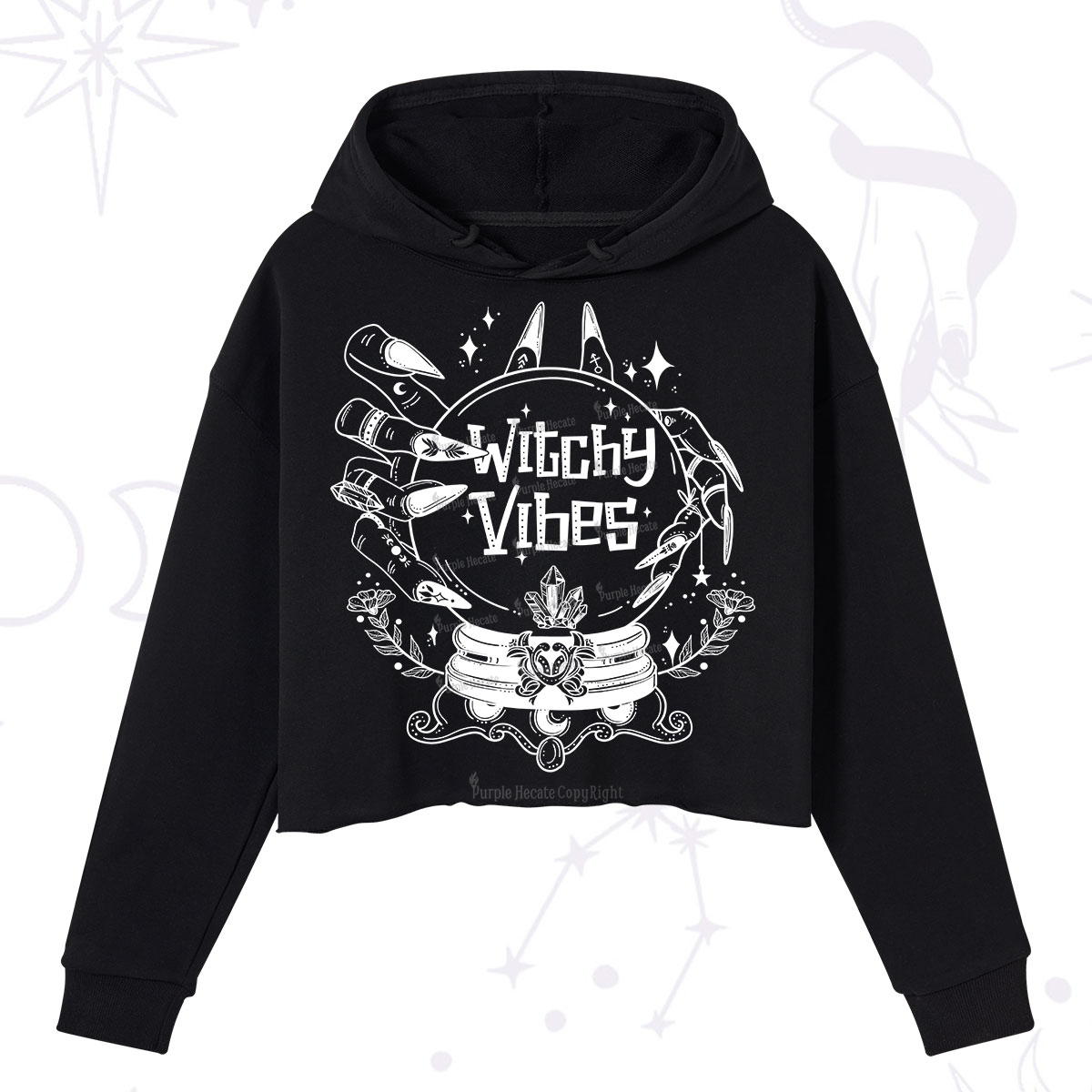 Purplehecate Witchy Vibes Crop Hoodie