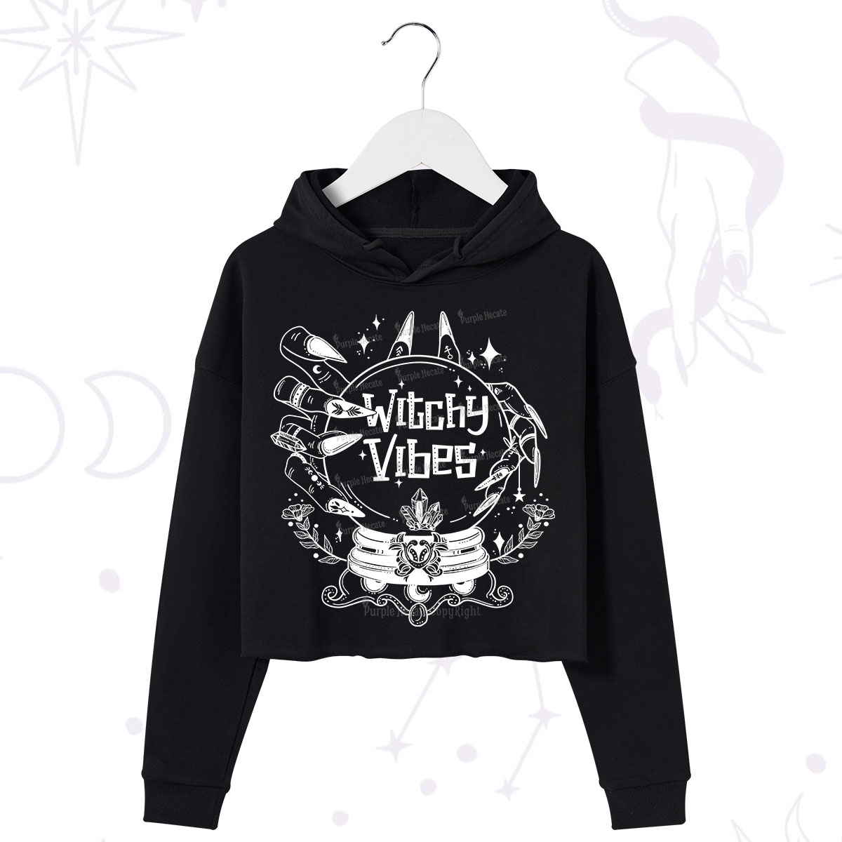 Purplehecate Witchy Vibes Crop Hoodie