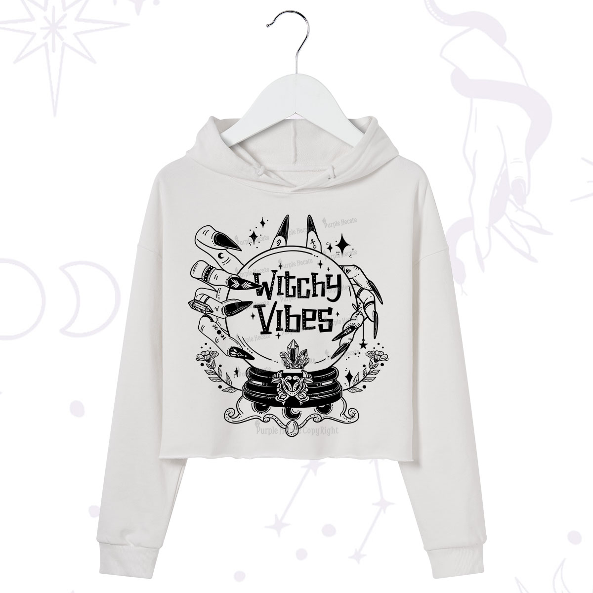 Purplehecate Witchy Vibes Crop Hoodie