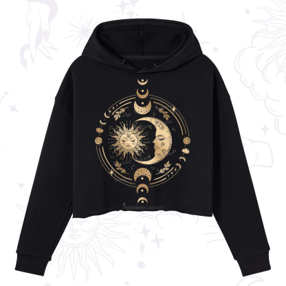 Purplehecate Celestial Sun and Moon Crop Hoodie