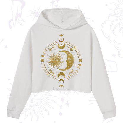 Purplehecate Celestial Sun and Moon Crop Hoodie
