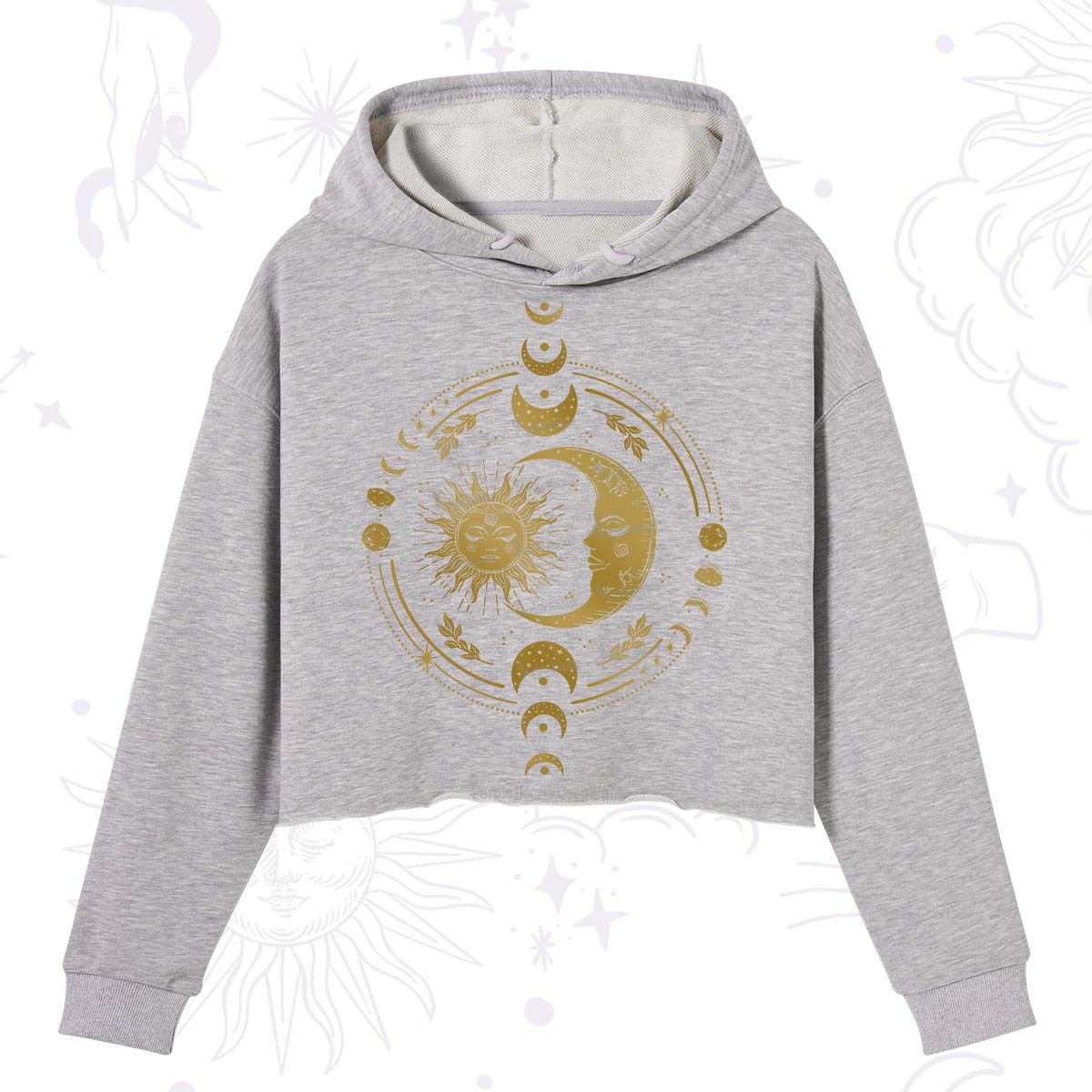 Purplehecate Celestial Sun and Moon Crop Hoodie