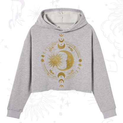 Purplehecate Celestial Sun and Moon Crop Hoodie