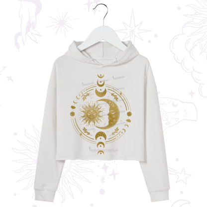 Purplehecate Celestial Sun and Moon Crop Hoodie