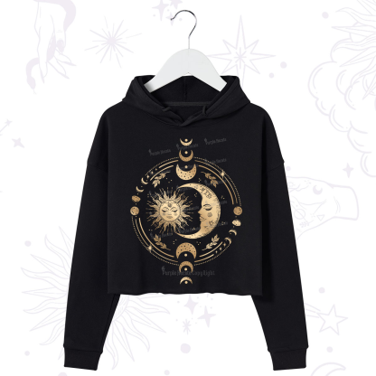 Purplehecate Celestial Sun and Moon Crop Hoodie