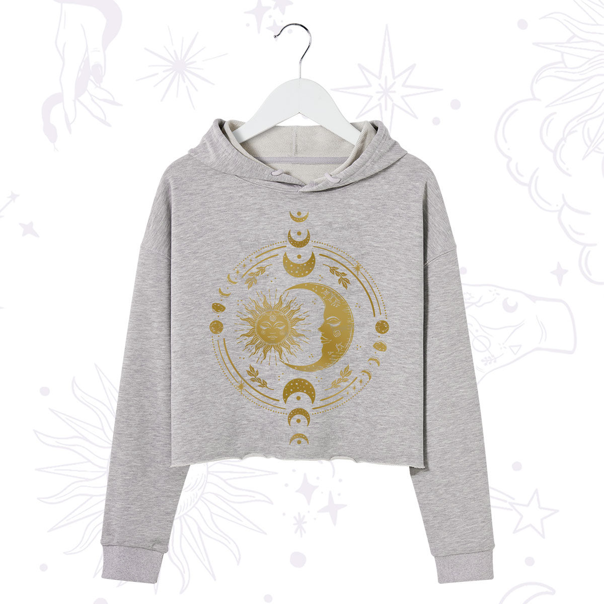 Purplehecate Celestial Sun and Moon Crop Hoodie