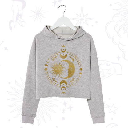 Purplehecate Celestial Sun and Moon Crop Hoodie