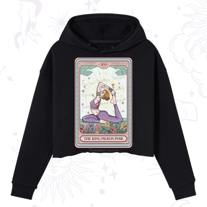 Purplehecate The King Pigeon Pose Tarot Card Crop Hoodie
