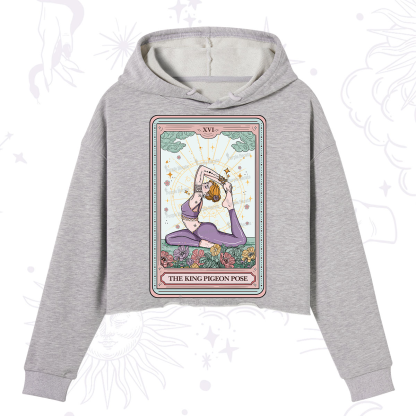 Purplehecate The King Pigeon Pose Tarot Card Crop Hoodie
