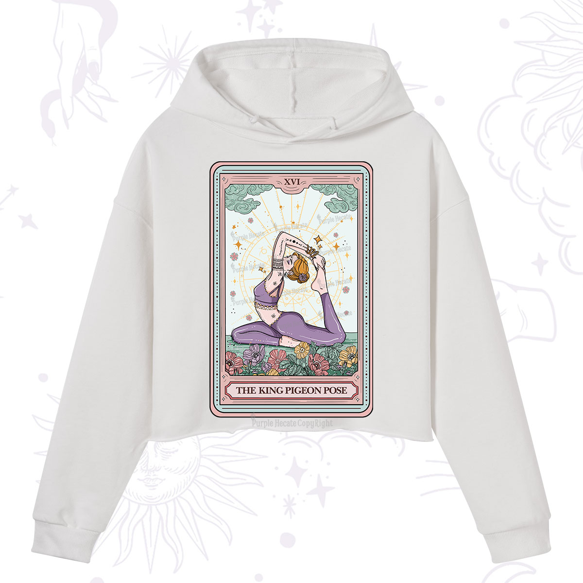 Purplehecate The King Pigeon Pose Tarot Card Crop Hoodie