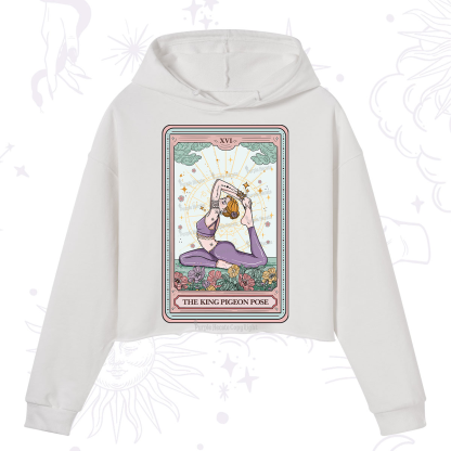 Purplehecate The King Pigeon Pose Tarot Card Crop Hoodie