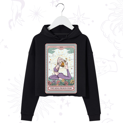 Purplehecate The King Pigeon Pose Tarot Card Crop Hoodie